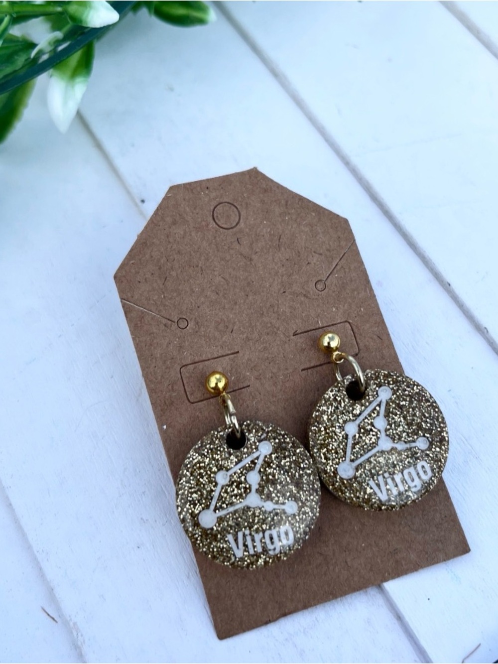 Gold Virgo Constellation Drop Earrings - Virgo Zodiac Jewelry